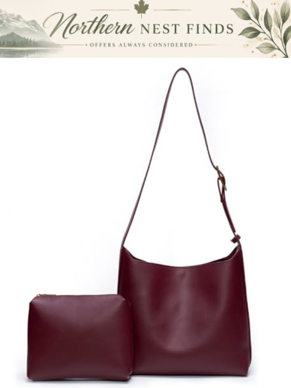 Vegan Leather Bucket Bag Medium Tote Adjustable Strap Pouch Designer Handbag